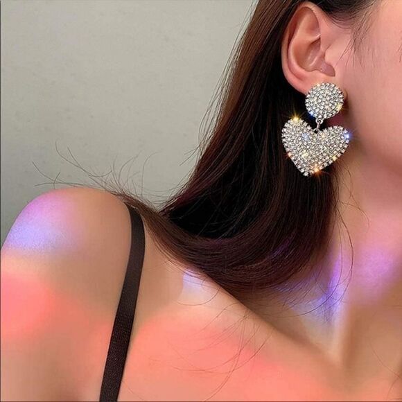 Unique Statement Crystal Gold Earrings - Picture 4 of 5